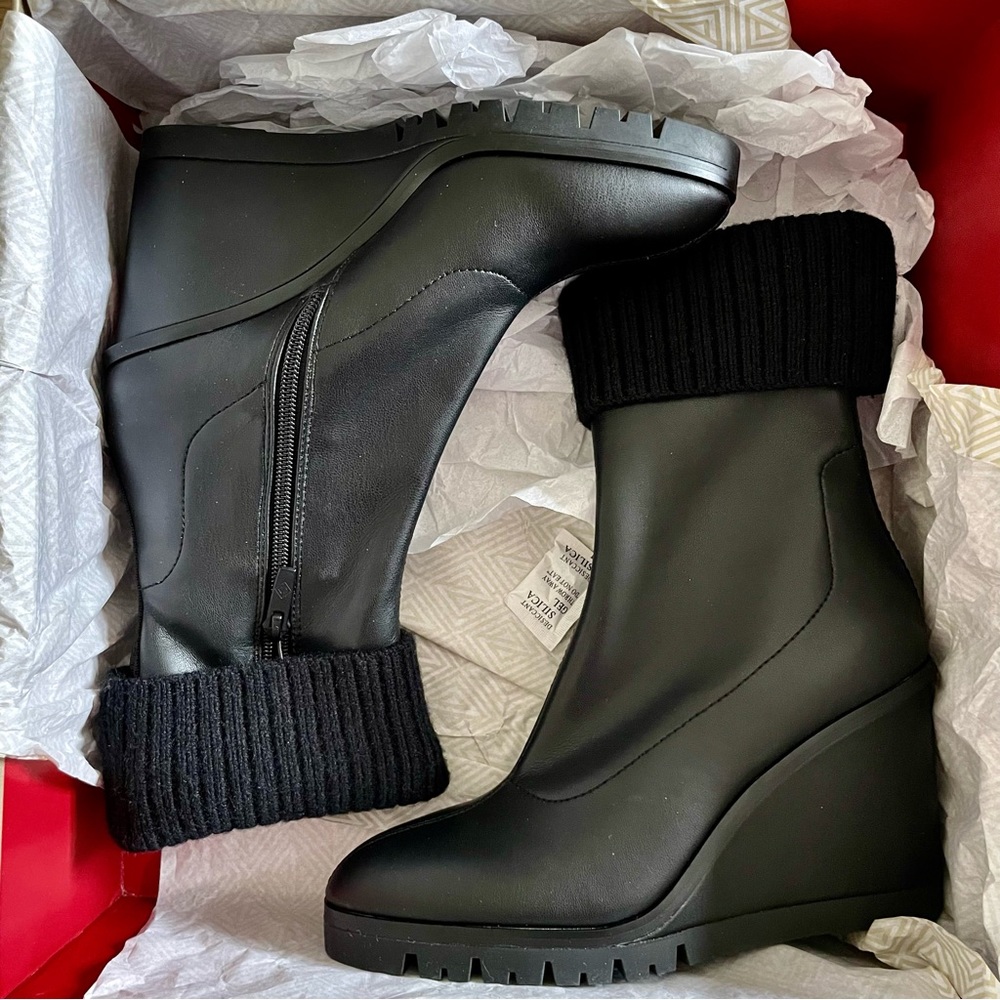 COPY - Donald Pliner Sindie 30 Stretch Zip Up Wedge Boots Size 6.5 NWT - Picture 8 of 12
